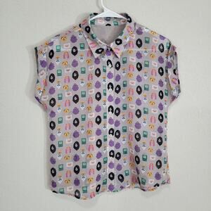 Adventure Time Theme Top Womens S / M Cartoon Fandom Novelty Print Pop Culture